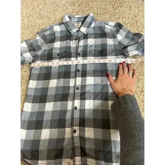 VANS Checkered Gray White Men's Flannel Size M - Picture 7 of 8